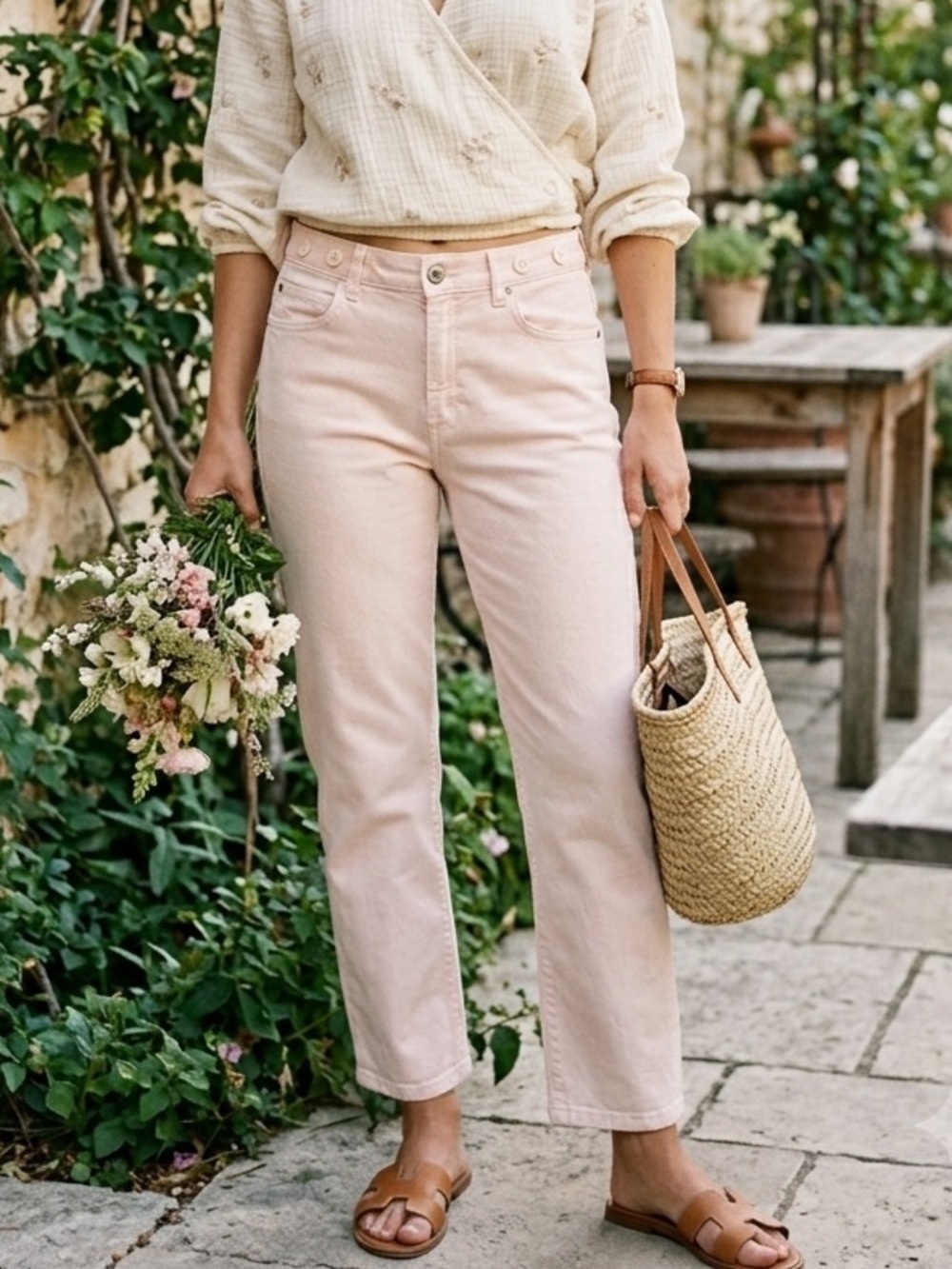 Pilcro and the Letterpress Mid Rise Blush Pink Ankle Jeans - Size 30